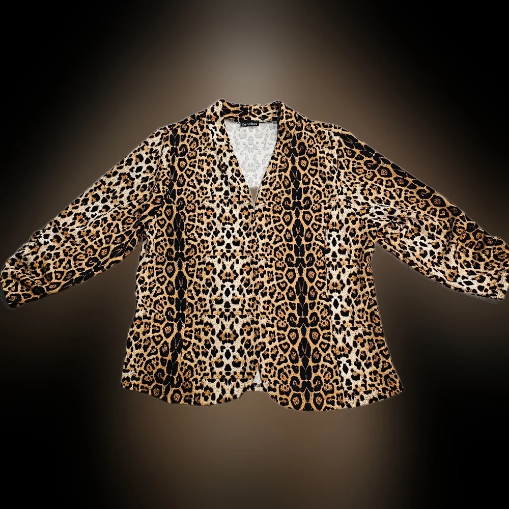 ZENOBIA Leopard Print Open Front Cardigan - Picture 5 of 5